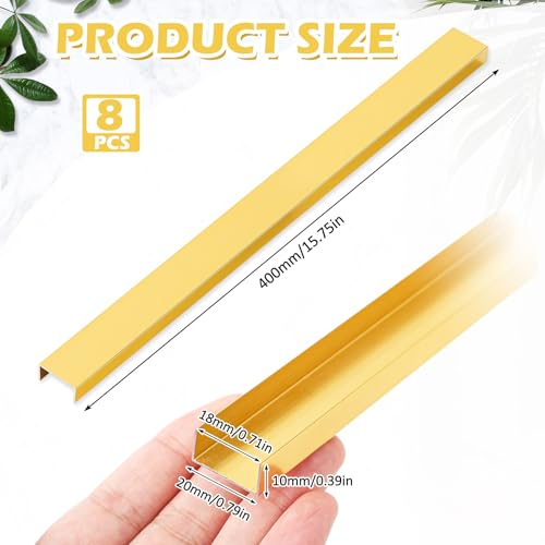 Image of MorningRo 8 Pcs Aluminum Cabinet Edge Protector for Wall Door Frame Cabinets Protection, Slip on Cabinet Door Edge Protector for Prevent Wear, Suit for Thickness Less Than 3 /4 inch(Gold)