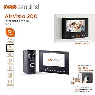 SCS Sentinel, PVS0009, Interphone Vidéo sans fil, Touches sensitives, Portée 200m en champ libre, Installation sans Fil, Grand angle, Alarme Anti Arrachement, AirVisio 200