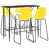 Barhocker : vidaXL Bar Set 5-TLG. Tresen Bartisch Barstuhl Stehtisch Bistrotisch Bartresen Küchenbar Küchentisch Tresentisch Tisch 4 Barhocker Kunststoff Gelb