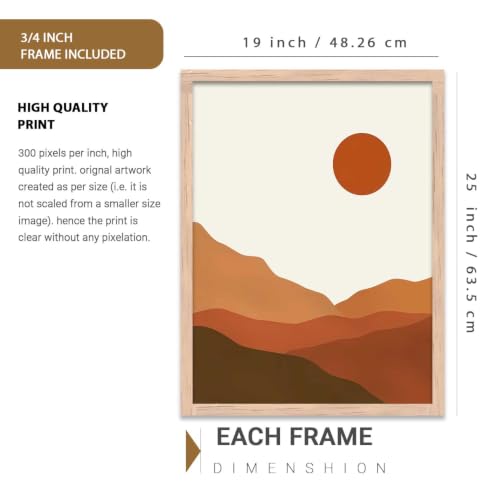 Image of kotart Home Decor Boho Painting Decorative Wall Art poster With Frame For Living Room Bed Room Hotel Wall Decor Digital Reprint Set of 3 (19X25 inch)