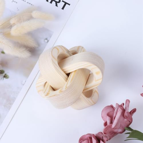 Cadena de madera de 3 eslabones tallada a mano para decoración exclusiva de estantes 7