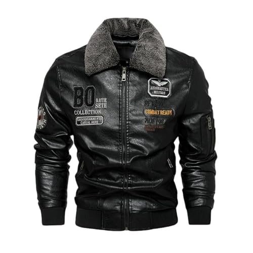 Veste de motard homme en cuir synthétique rembourrée pour l'hiver