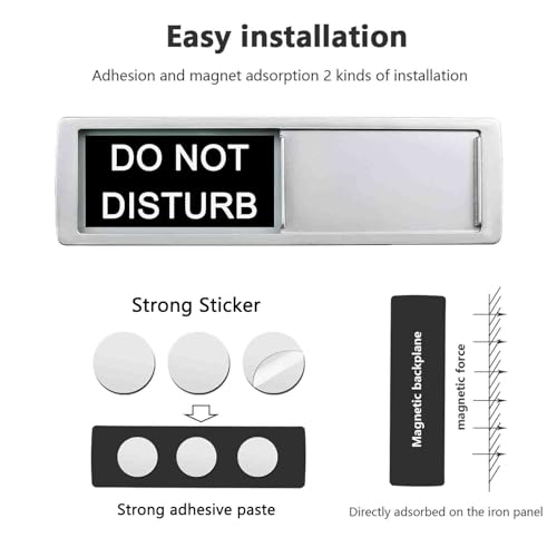 Image of Do Not Disturb Sign, Privacy Door Status, Do Not Disturb /Please Knock Sign for Home Office Restroom Conference Hospital Hospital, Non-Scratch Magnetic Slider Door Indicator Signs, 7'' x 2'' - Black&White