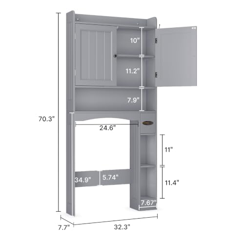 Image of Ahomly Over The Toilet Storage Cabinet, 32.3 inch W, Espresso