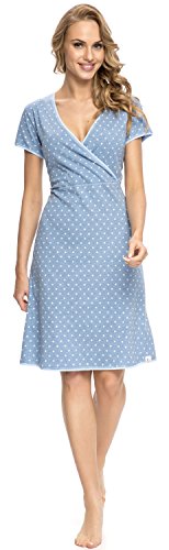 dn-nightwear - Camicia da Notte da Donna Louisa per Gravidanza e Allattamento Jeans Chiaro M