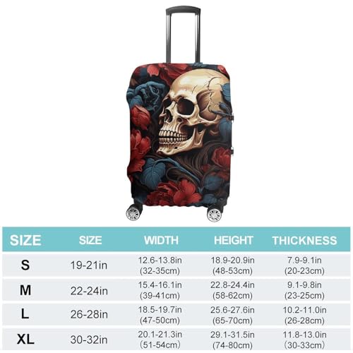 Skull Image Poster Luggage Cover, Washable Elastic Suitcase Cover Protector Fit 18-32 Inch Luggage2