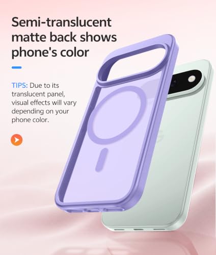 Image of FNTCASE for Google Pixel 11 Pro XL Case, Fit for Magsafe, Screen Protector | Translucent Matte Magnetic Back, 14FT Military Grade Drop Protection, Shockproof Protective Phone Cover, Light Purple