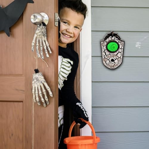 Campainha assombrada, campainha de Halloween,Campainha de olho de terror com luz assustadora, sons -
