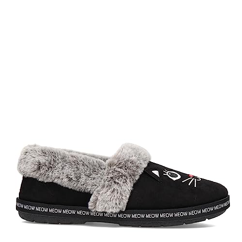 Skechers Women's BOBS Too Cozy - Meow Pajamas Slipper - Wide Width Black 5.5 W2