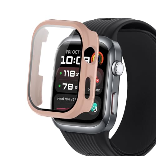 For HUAWEI WATCH D2 �P�[�X �ی� �K���X�t�B���� ��̌^ �J�o�[ YANMONGI �����K���X �ی�t�B���� ���^�b�`���x �h�o �����ߗ� �h�w�� �S�ʕی� �Ռ��z�� �ȈՒ��E �ی�J�o�[HUAWEI WATCH D2 �Ή�(�s���N)