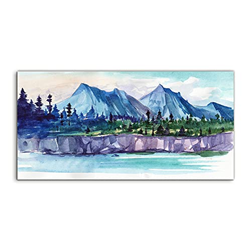 Tableau en verre trempé Coloray 140x70cm deco murale paysage montagne arbres