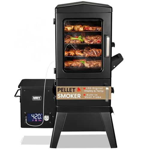 Pellet Smoker with Cover, Electric Wood Pellet Smoker Grill With