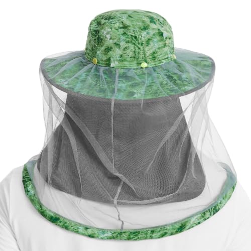 Image of BASSDASH UPF 50+ Mosquito Sun Hat with Hidden Head Net and Neck Flap for Men Women Outdoor Fishing Hiking Camping