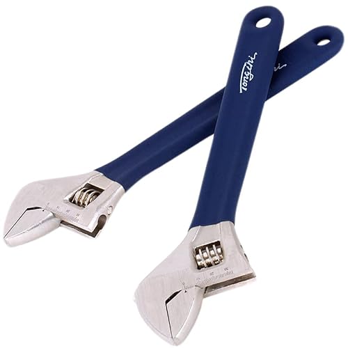 6 8 10 12 Inch Blue Adjustable Wrench, 20-40 Mm Wide Jaw Opening, Drop Forged Steel Heat Treated Chrome-Plated, Professional Garage Diy Classic Proto Tools Repair Adjustable Wrench (10 Inch) #TOP2