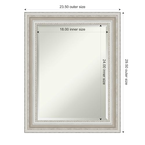 Image of Amanti Art Framed Vanity Mirror | Bathroom Mirrors for Wall | Parlor Silver Mirror | Wall Mounted Mirror | Medium Mirror | 29.50 x 23.50