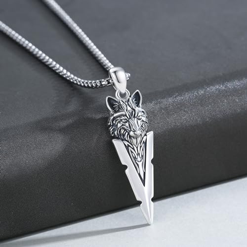 Collier loup en argent 925, une amulette fleche d'exception pour homme - 2