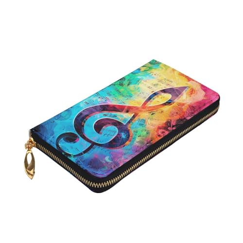 Colorful Music Notes Printed Long Wallet for Women Men Cute PU Leather Wallet with Coin Purse and Credit Card Holder3