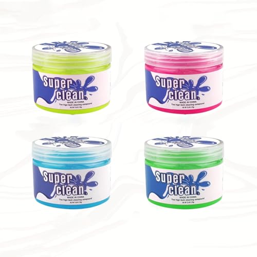 4 Package Cleaning Gel for Car Vents, PCs, Laptops, Camera, Keyboard, Car Putty Slime, Universal Automatic Detail Tools, Car Crack Indoor Cleaning Gel, Cleaning Kit Dust Cleaning Slurry