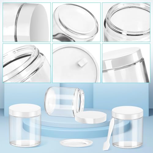 MotBach 2 Pack 8oz Glass Jars with Lids, Round Glass Jars with Spatulas, Inner Liners and White Lids, Empty Cosmetic Containers Travel Toiletries Container for Lotion, Cream, Makeup, Cosmetic, Slime4