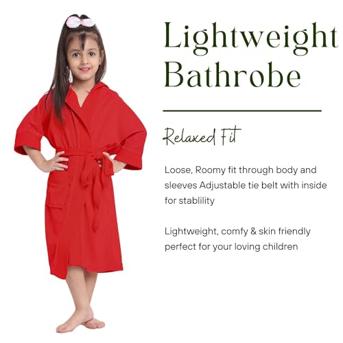 Image of CREEVA Cozy Hooded Bathrobe for Kids - Lightweight, Quick-Dry, and Perfect for Daily Use