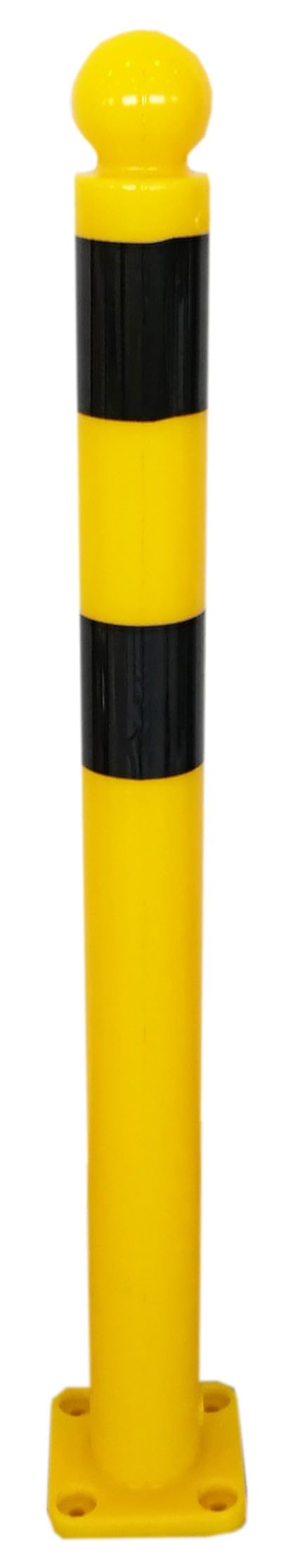 Poteau de protection à mémoire de forme - 80/1000mm - tête boule - à fixer - noir/jaune