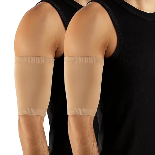 CALZITALY PACK 1 o 2 Pezzi Copri Picc Braccio Uomo e Donna, Fascia Braccio Elastica Cover Picc per sensore glicemia, Manicotto catetere pic glucotest (2 Pezzi Beige, 3)