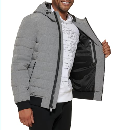Image of DKNY Men's Quilted Performance Hooded Bomber Jacket