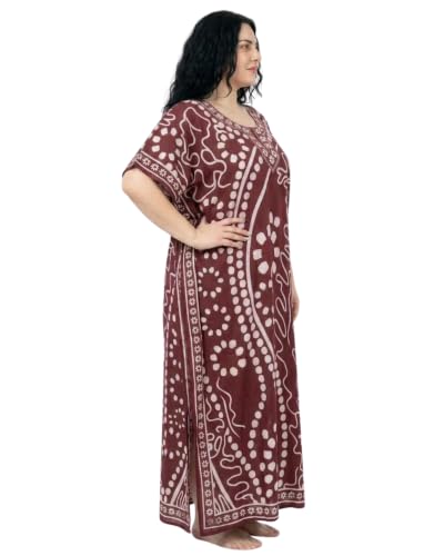 Image of Oussum Plus Size Kaftan Dresses for Women, Polyester Summer Caftan Cover Up Maxi Beach Dress, 1X-3X