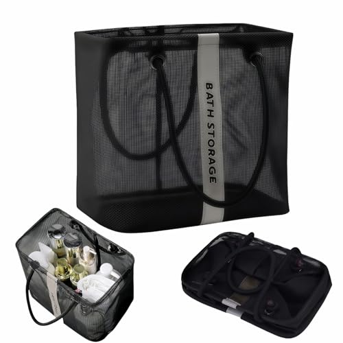 Large Shower Caddy with Wide Mouth, Foldable Mesh Organizer for