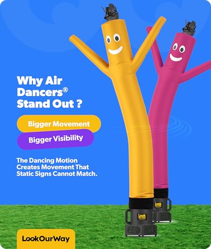 Image of LookOurWay Air Dancers Wacky Waving Inflatable Tube Guy - 7ft Tall Inflatable Advertising Waving Dancing Man with Sky Dancer Blower - Yellow