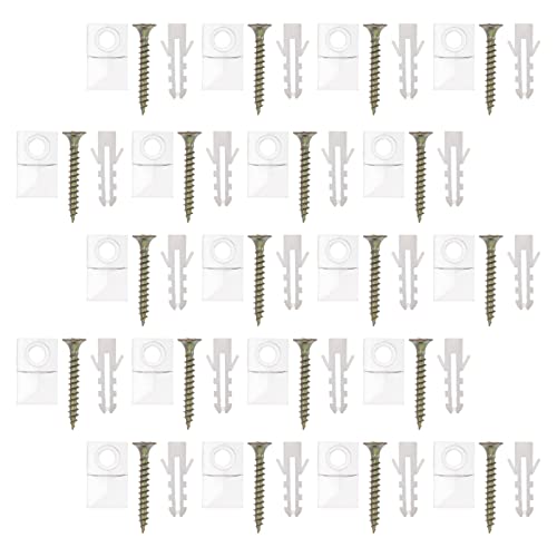 Gadpiparty 50 Sets Transparent Plastic Mirror Hanging Kit Durable Mounting Anchors with Screws for Easy Installation Offices Shops and Homes Scratch Resistant Corrosion Design