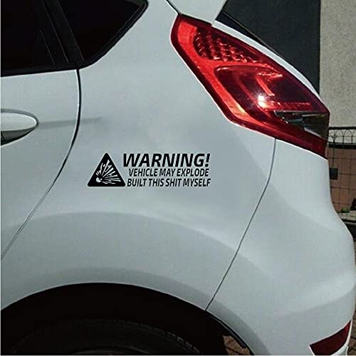 UUSticker 6.5"x2" Warning Vehicle May Explode Vinyl Window Decal Car Window Truck Outdoor Sticker Black