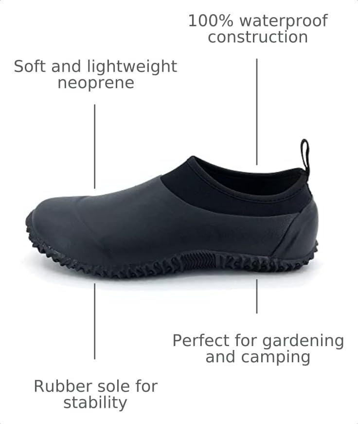 Image of SYLPHID Men's Garden Shoes Women's Rain Shoe Waterproof Neoprene Camp Booties for Camping, Lawn Care, Gardening and Yard Work