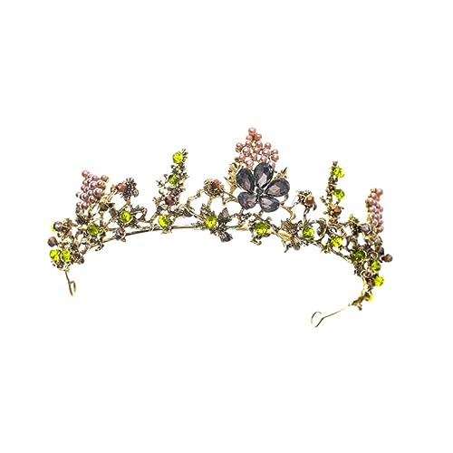 Diadema nupcial verde oscuro con perlas y aleación para tocado de boda de mujer