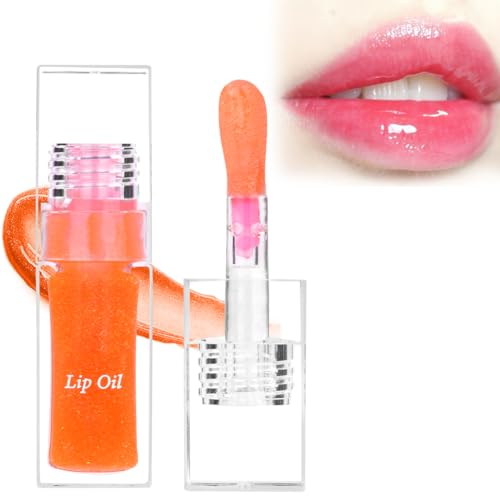 LOPHE Magic Color-changing Lip Oil - Hydrating Plumping Lip Gloss, Long Lasting Moisturizing Non-sticky, Fruit Flavoured (Strawberry), High Shine
