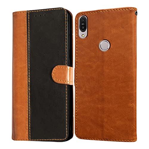Image of Flip Cover Compatible with Asus Zenfone Max Pro M1 | Premium Leather Finish | Inbuilt Pockets & Stand | Flip Cover Back Case for Asus Zenfone Max Pro M1 (CamelBlack)