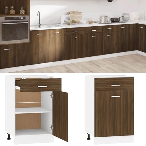 Somanki Armario Inferior Madera contrachapada marrón Roble 50x46x81,5cm, Mueble Cocina, Armario Despensero Cocina, Alacenas Y Vitrinas, Alacena De Cocina, Cocina Muebles, Armarios Baños