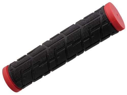 CYCLE PRO 自転車 グリップ ラバータイプ ブラック/レッド 2層の異なる固さのラバーを使用 125mm長 フラットハンドルバー クロスバイク MTB CP-HG207D2