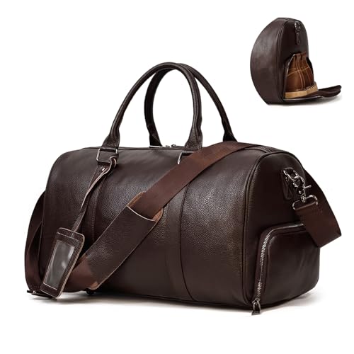 LUUFAN Leather Travel Bag for Men Large Capacity Luggage Duffel