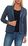 Malito Damen Blazer im Washed Style | Sakko im Basic Look | Kurzjacke mit Knöpfen | Jacke - Jackett - Blouson 1652 (dunkelblau, L)