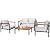 Greesum 4 Piece Furniture Patio Lounge Conversation Set Solid Wood Armrest & Table Top Anti-Drop Thick Waterproof Cushion, Beige