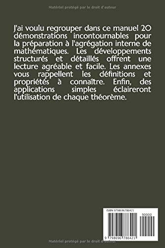 20 démonstrations pour l'agrégation interne de mathématiques