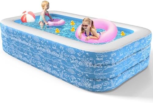 Piscine Gonflable Extérieure Pour Enfants Et Adultes - Overground, Divertissement Jardin été | Matériau épaissi Robuste, Inclut Jouets Et Kit De Réparation | Vidange Facile, Rangement Compact