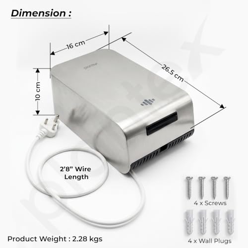 Image of Plantex Automatic Hand Dryer 1000W /304 Stainless Steel Touchless Hand Dryer