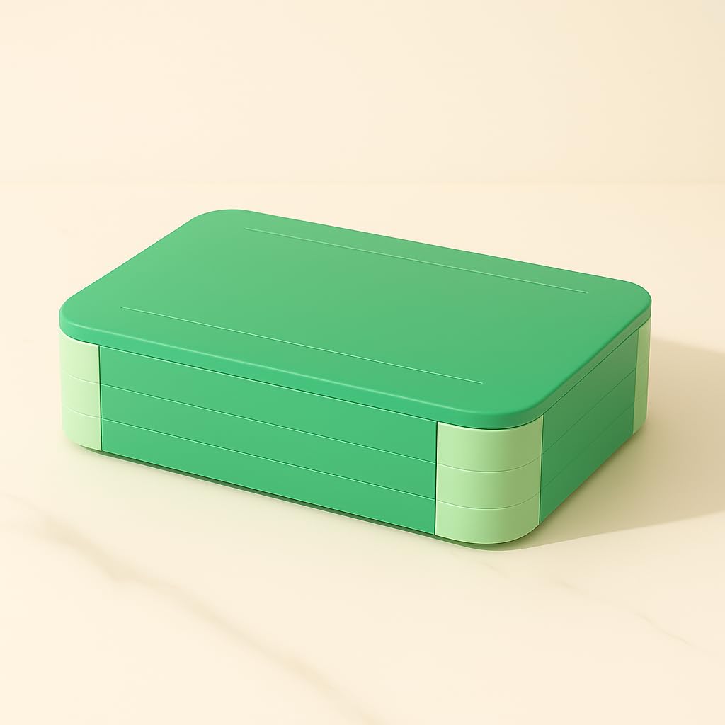 daiDokoro 3 Compartment Bento Lunch Box with Removable Containers | Compact Leak-Proof, Microwave & Dishwasher Safe Tiffin for Office Use, School & Travel (Mint Green, 1040 ML)