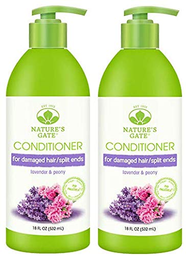 Nature's Gate Lavender + Peony Replenishing Conditioner (Pack of 2) with Lavender Oil, Peony Root Extract, and Chia Seed Extract, 18 oz.