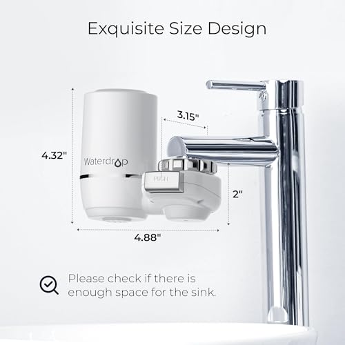 Image of Waterdrop FC-02 Faucet Water Filter for Skin Care, Bathroom Sink Filter, NSF Certified Faucet 0.01μm Ultra-Filtration Water Filter, Reduces Chlorine Lead-Free Material, 320 Gallons, White, 4 Filters