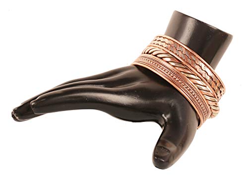 Touchstone Copper Healing Bracelet Tibetan Style. Hand Forged With Solid And High Gauge Pure Copper. Set Of 3 Different Designs With 3 Metal Shades. #TOP6