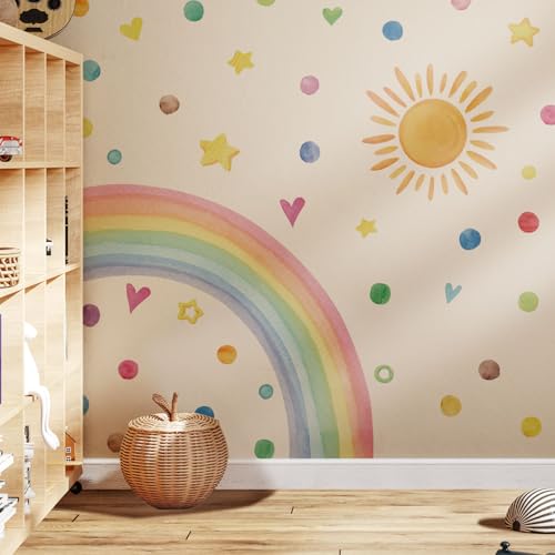 Decal vinilo mediano Arcoiris y Sol para decoración miniatura 1