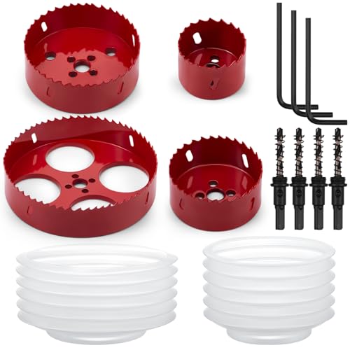 Blulu 4 Set 2/3/4/6 Inch Hole Saw for Recessed Lights and Can Lights, Bi-Metal with Dust Bowl Gard Carbide Hole Saw Set with Drill Bits for Wood, Plywood, Plaster Drywall, PVC, Thin Metal